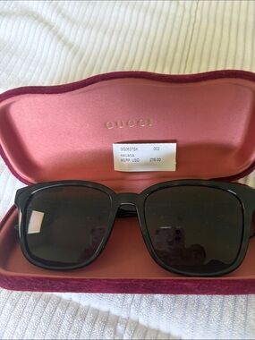 Gucci Black Square Havana Sunglasses